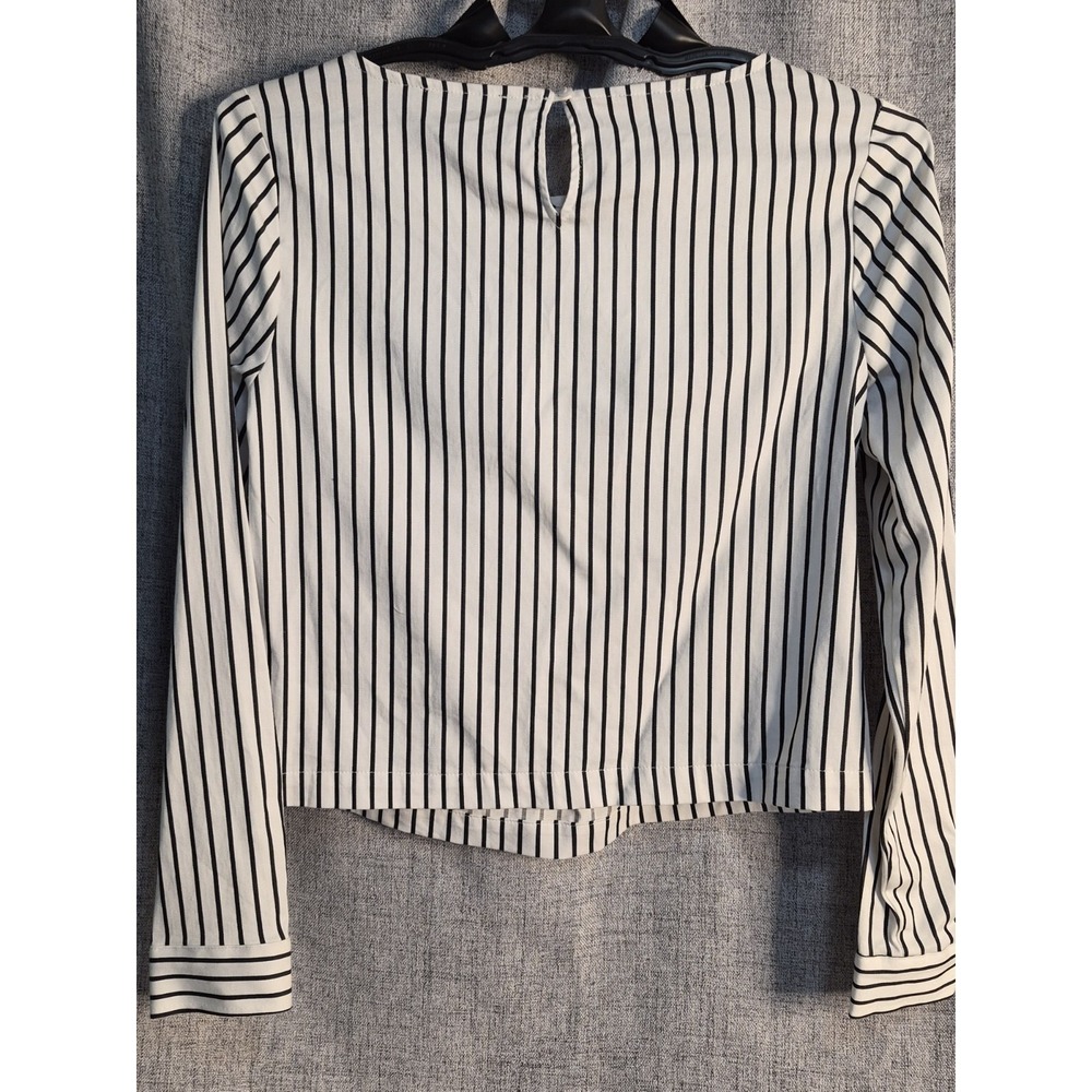 The Limited Y2K Long Sleeve XS Striped Career Top NEW $79 Lace Black White - Picture 3 of 7